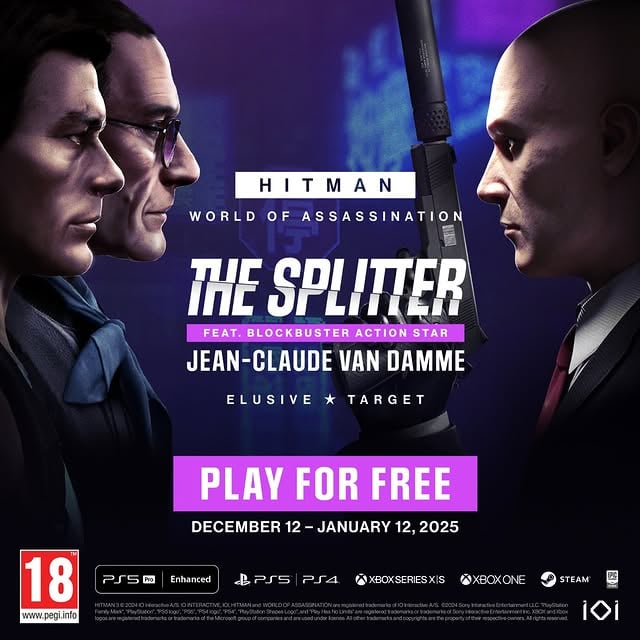 From the big screen to HITMAN World of Assassination – I am 'The Splitter.' An elusive target with moves sharper than your best tactics. Think you can take me down? Prove it. Play for FREE starting December 12th @hitman_official#HITMAN #TheSplitter #JCVD #ActionHero #Legend #Ad