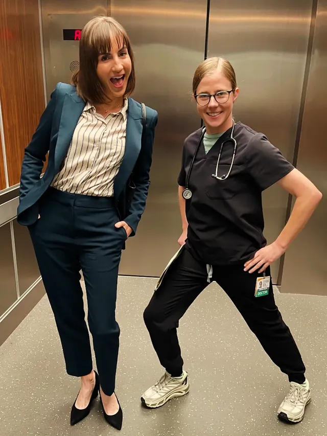 THE PITT APPRECIATION POST1st- To @tdeardz. She was not only an incredible scene partner, but she welcomed me on that set like I was already family. Chatting with her between takes was an added delight to an already delightful experience.And how I needed a delightful experience. The 2nd part of this appreciation post is for @therealnoahwyle & the production as a whole. I'm lucky to call @sarawyle & Noah friends, they knew of my cancer diagnosis early on, & have been incredibly supportive. When I got the audition for Morgan Stiles for eps 209 & 210, I almost passed on it. My surgery would have conflicted with the shoot dates of 210. But my manager thankfully convinced me to still audition. Casting already knew my situation via the Wyles & apparently had close experience w/BC as well. When everyone liked my tape, they got production to agree to have me wrapped by my surgery date. (Anyone who knows how this show operates knows that's a pretty big ask.) So not only did I get to work on this incredible show, I was shooting the 2 weeks leading up to this massive life-saving surgery that terrified me. When I say I needed a delightful experience, I mean I NEEDED a delightful experience.Cut to post surgery - I survived! I'm healing great! And...oh snap! I need chemo. I find an oncologist, set my chemo schedule, & THEN - The Pitt wants to see if I'm available for ep 215. The shoot dates would luckily land when I'm told I'll be "functional" but since I hadn't started, I didn't really know how chemo would affect me. Plus I hadn't decided to cold cap yet so I didn't know if I'd have hair. We let casting know all of this & they didn't blink an eye. I was booked! And what a huge win to actually work DURING chemo.Noah, Sara, Taylor, @johnwellsproductions & the entire Pitt community are etched in my heart forever. And strangely - my crazy health journey is now documented forever on season 2 of The Pitt. The elevator scene in 210 is my last on-camera appearance before my surgery. My scene with Noah in 215? Filmed after 2 cycles of chemo.This isn't something anyone on this show HAD to do. They did it because they WANTED to. And what could be more meaningful than that?♥ by @alisonhaislip