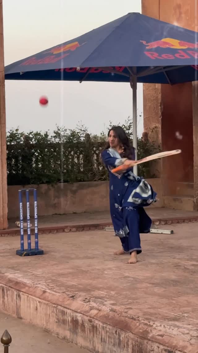 Sorry for the glitch… re posting it again..Playing cricket where history lives… so I dressed the partRoyal place, royal vibes, royal fitIf the fort is grand, the outfit has to match,..@redbullindia @jaigarh @experiencesatsawaijaipur outfit:- @bombayselections_ ..#cricketlovers♥️ #womenplayingcricket #cricket #trendingsong #desigirl