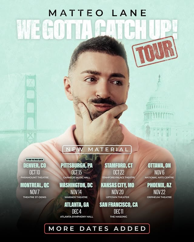 My “We Gotta Catch Up” tour is coming to a bunch of new cities this fall. Be sure to check out my link in bio for all my upcoming shows, worldwide. by @matteolane