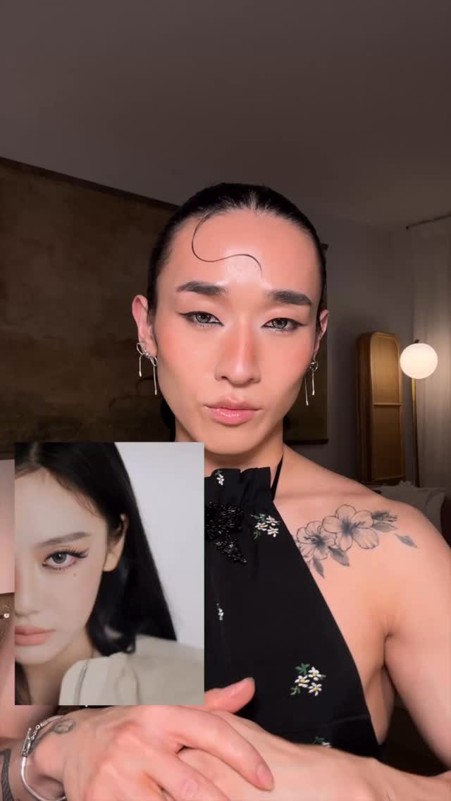 My take on @imnotningning for @gucci ! Very feline like makeup 🤍 this is def very new for me too. What do we think?@maccosmetics Multisculpt matte in painterlySkinfinish colorstruck blush in Melba@romand_us lip gloss in Nutty Vague@urbandecaycosmetics Setting spray