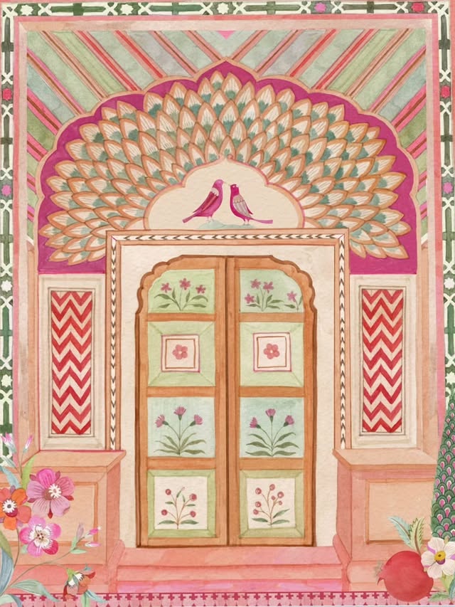 A fun whimsical #shambhavit take on a Jaipur based wedding invite! Some snippets of the entire suite created for the bride using our design bank! Right from the save the dates to all printed wedding collaterals!Dear Internet, please see and appreciate our hard work. Kindly do not take screenshot and copy. 🌸[shambhavit, design, wedding invite, Indian wedding] by @shambhavit