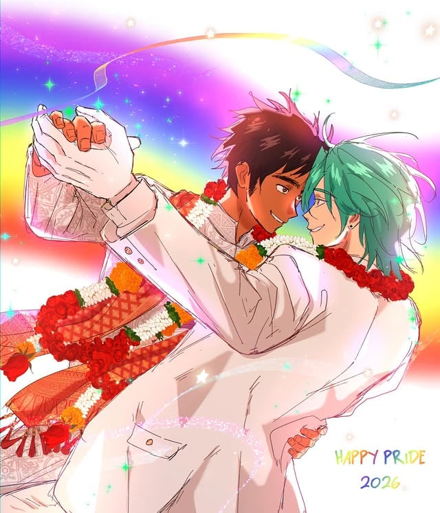 Happy Pride Month, gremlins! To those who are out and proud, questioning or still in the closet 🏳️‍🌈🏳️‍⚧️🎉Yes, I really wanted to draw them getting married lol#myart #superfish #happypride #webtoon #bl by @pegl0