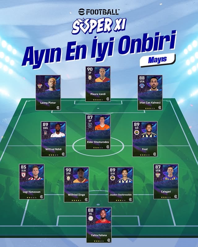 🔥 Ayın En İyi 11’i belli oldu! 🔥💯 Taraftarların oylarıyla seçilen Mayıs ayının En İyi 11’i işte karşınızda!#TrendyolSüperLig | @oyna_efootball by @oyna_efootball