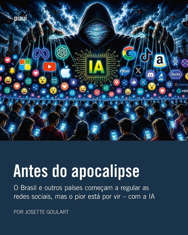 Há pelo menos sete anos, o médico Drauzio Varella é vítima de anúncios falsos no Instagram e no Facebook. Alguns são feitos por IA, com a imagem e a voz do médico. Até hoje, ele não conseguiu eliminar essas publicidades enganosas. O que mais intriga não é a fraude em si mesma. É a assimetria. No YouTube, não há nenhum anúncio falso com o nome e a imagem de Drauzio Varella. Nas redes sociais da Meta, há centenas. A diferença, portanto, não está na tecnologia. No fim do ano passado, a agência de notícias Reuters teve acesso a documentos internos da Meta que mostram que, em 2024, cerca de 10% do faturamento total da empresa em todo o mundo vem de anúncios fraudulentos – algo em torno de 16 bilhões de dólares. Casos assim não ocorrem só com Drauzio Varella, nem só na Meta. A empresa de Mark Zuckerberg e o TikTok não são meras empresas de redes sociais, nem o Google é uma simples ferramenta de busca. São empresas de publicidade, escreve Josette Goulart na piauí de junho. As plataformas sabem mais sobre os clientes das marcas do que as próprias marcas que anunciam nas plataformas. Desplugar desses sistemas significa perder vendas em escala.Enquanto as marcas ainda tentam se livrar da dependência das antigas plataformas, um novo desafio se impõe: a inteligência artificial.Leia a íntegra da reportagem de Josette Goulart na piauí deste mês. Link na bio e nos stories.Imagem: Uma interpretação visual da reportagem feita pela própria inteligência artificial by @revistapiaui