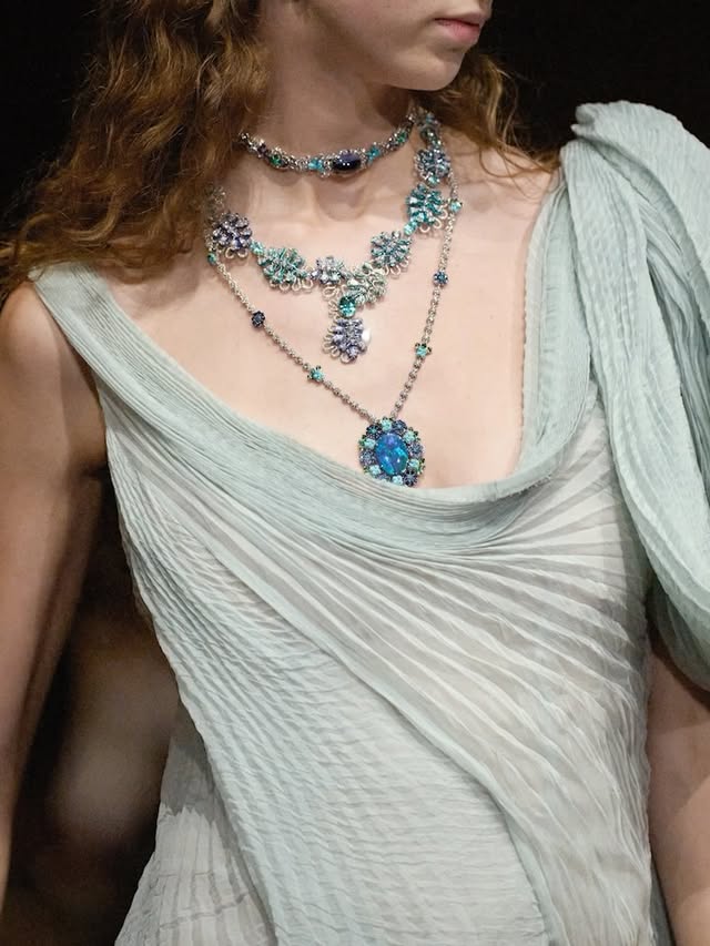 Diorissima. The new Haute Joaillerie collection by Victoire de Castellane explores the art of collage through a fusion of floral, aquatic and celestial inspirations. Shown at the Palazzo del Casinò, Venice, with couture looks by Jonathan Anderson.