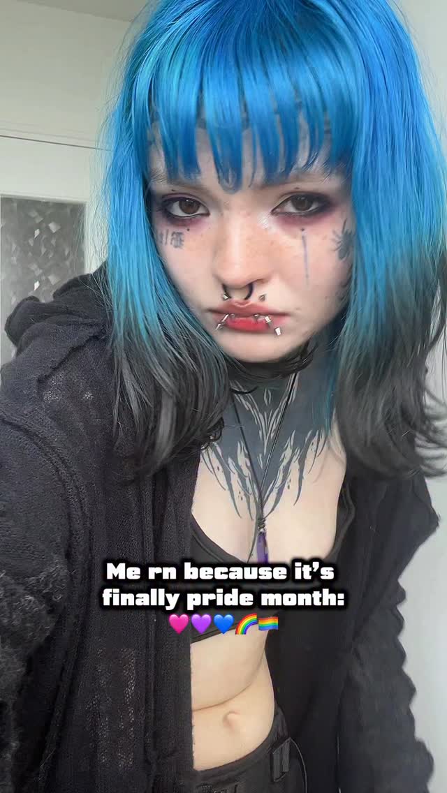 HAPPY RAINBOW MONTH Y’ALL !!! 🌈-This is a safe space for beings of all kinds !!I’m so so happy I am finally at a place in my lifewhere I can freely celebrate love with the world 🌎 Happy pride month I love all of you so much,love is love !! 🖤...#pridemonth #tattooed #bluehair #piercings #alternative by @virgoamity
