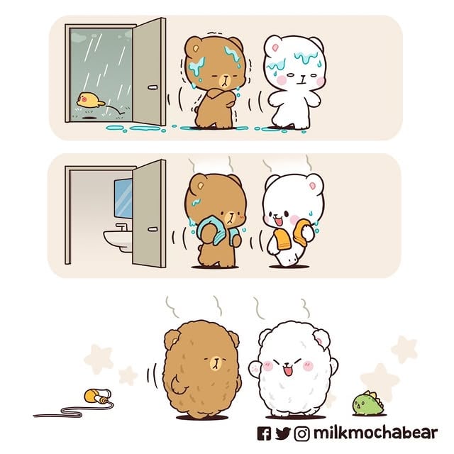 🌧️---Feel free to tag someone you’ve been caught in the rain with ☔--- Follow 👉 @milkmochabear for more comics ❤ ⚠️ Credit by mention us in first line of caption if repost, no credit/hidden credit = report ⚠️ 🚫Do not edit/do not remove our watermark/do not replace our watermark with other name!🚫 #milkmochabear #comic #comicstrip #bearcouple #milkandmocha by @milkmochabear