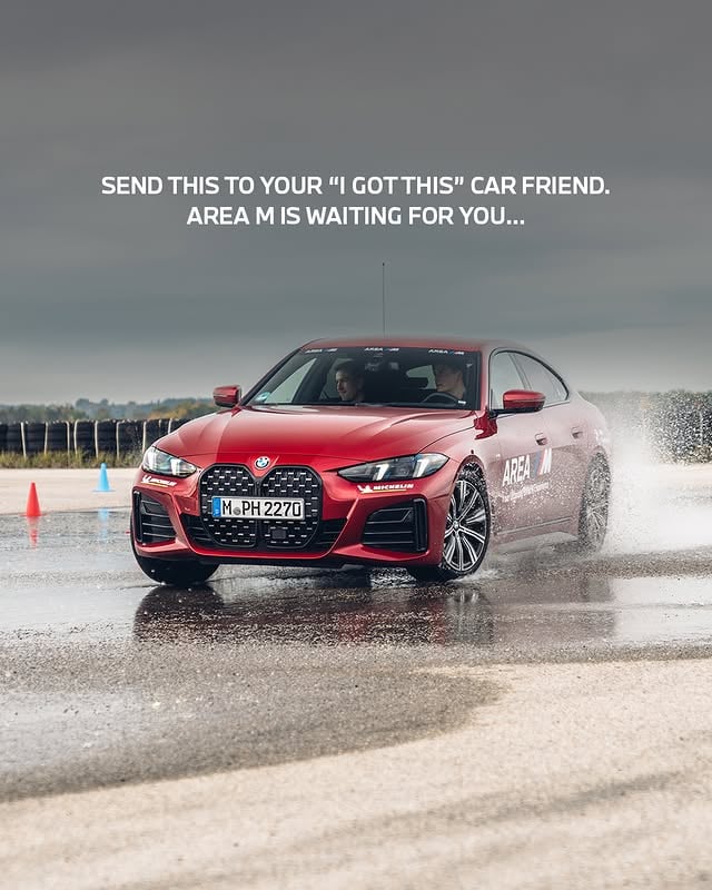 AREA M drivers know: Control is everything.🛞Drift, brake, dodge and push your driving skills to the limit.🔥 Register now via the link in bio for an unforgettable adventure powered by pure driving performance.#BMWM #BMWMExperienceThe BMW 420d Gran Coupé: Mandatory information according to German law ’Pkw-EnVKV’ based on WLTP: energy consumption combined: 4.7 l/100 km; CO₂ emissions combined: 124 g/km; CO₂-class(es): E. Paint finishes shown: Fire Red Metallic by @bmwm
