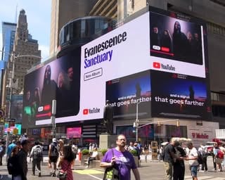 Look at us in Times Square 😆 check out our new album ‘Sanctuary’ on @youtubemusic