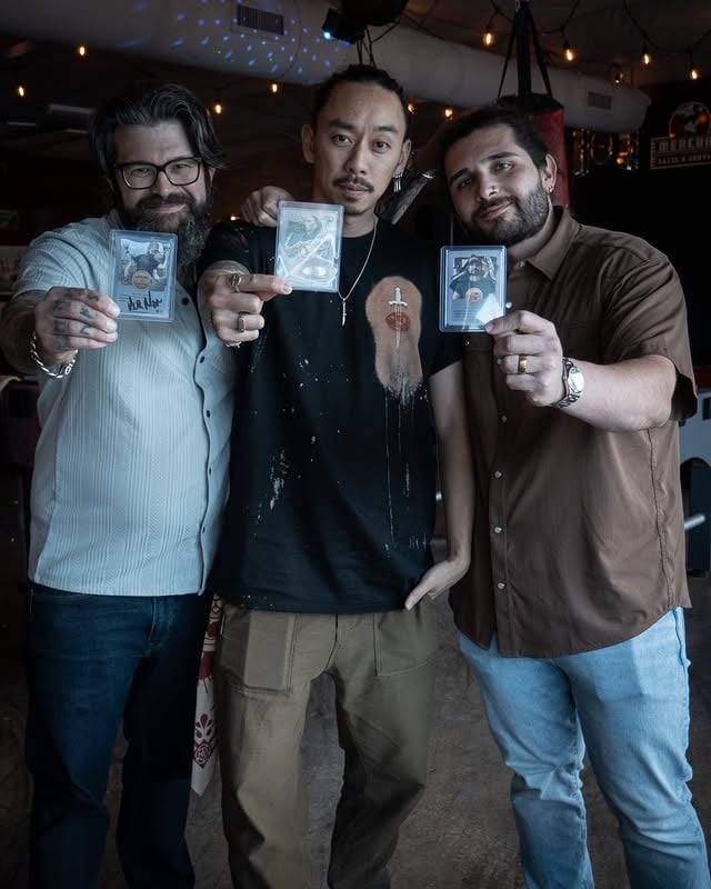 The OGs welcoming the new recruit into the EDC card family! 4th edition available now on bigidesign.com featuring the man himself, @capt.rikki by @bigidesign