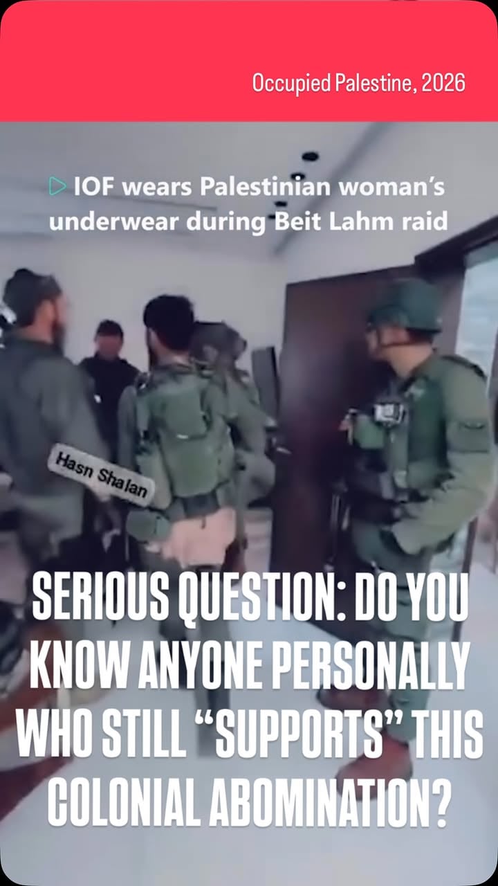 🔺Serious question: Do you know anyone personally who still “supports” or “stands with” this abhorrent insult to humanity? I really want to know. I have had people in my life who do, both openly and quietly—but they are long gone now (at least I think they are—*if you’re one of the quiet ones and you’re seeing this, you should get going too)

But I know there must be those of you out there who still have contact with people who support this abomination. And the question is, how? Unless you are actively engaged in trying to educate them or deprogram them every moment that you spend with them, how, HOW, do you reconcile allowing them the comfort of being in the same space as you? How do you feel about the normalisation that THEY make YOU complicit in by sharing that space with you? By carrying on “normal” conversations about other things while there is this moral chasm between you? 

THIS is how normalisation of evil works. How it is able to continue long past the point of having been identified for what it is.

I don’t know. It’s difficult, but I think maybe it’s time to draw the line more clearly. People need to declare themselves. People have to choose. And then they have to live with the moral and social consequences of that choice.
Enough. Enough. Enough.