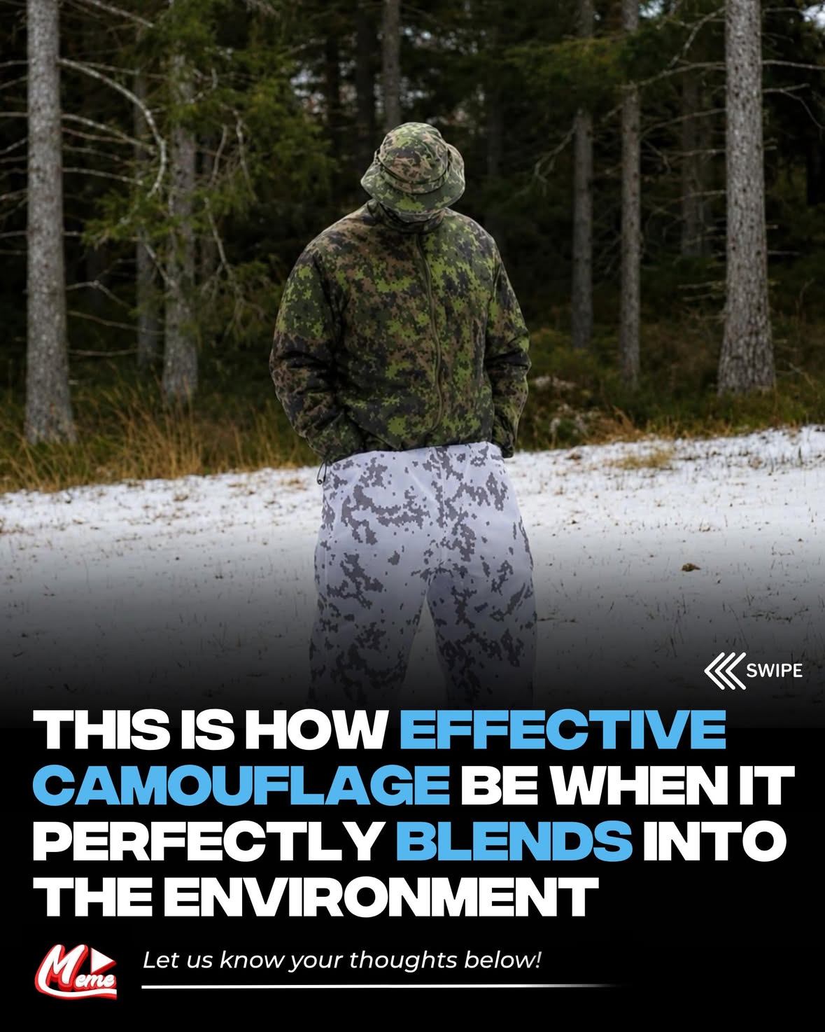 This photo shows just how effective modern camouflage can be when it’s matched to the environment. The green pattern blends into the forest backdrop while the white pattern disappears into the snow, creating a striking example of how concealment works in different terrains.

What do you think—would you have spotted them right away? 👀❄️🌲