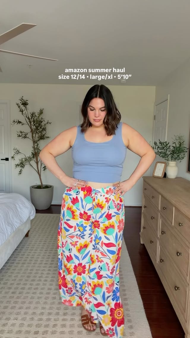 Amazon summer try on haul! Which look is your fav?! I am tied between the fun floral pants or the light blue set 🩵 what about you?! ✨comment ‘OUTFIT’ to get details to all looks + sizes right to your DMs.