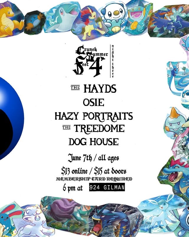 xCrunek Summer Fest 4 TONIGHT at Gilman!! ☆ THE HAYDS☆ OSIE☆ Hazy Portraits☆ The Treedome☆ Dog House$13 online / $15 doors plus $5 Membership cardDoors at 5pm! Shows at 6pm!Pull up early to volunteercya tonight! by @924gilmanstreet