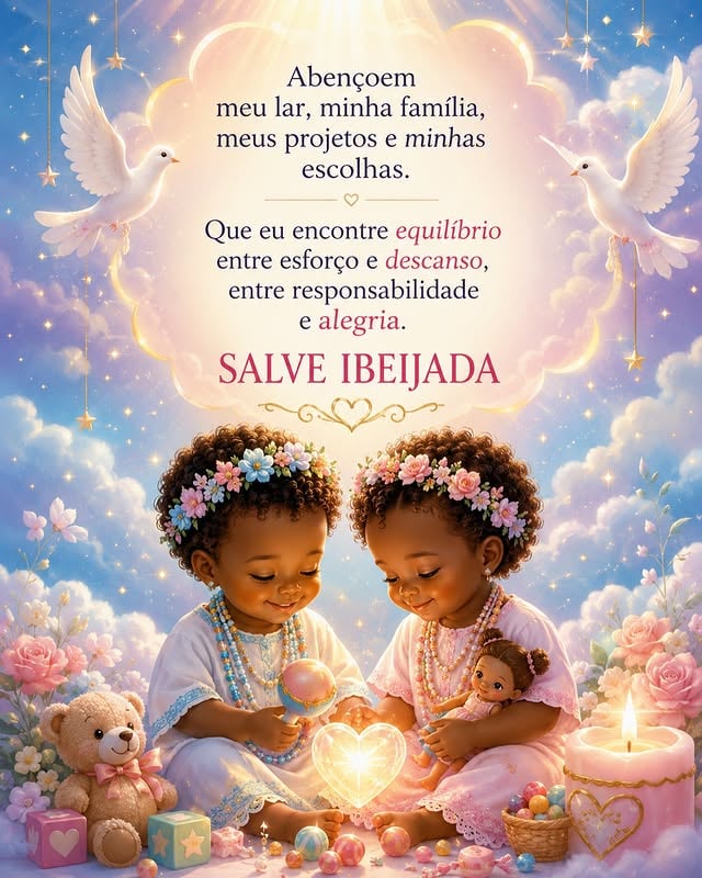 🌈🍬 Antes de tudo, deixe nos comentários a saudação dos Erês: SALVE IBEIJADA! 🍬🌈Você já percebeu como uma criança, depois de brincar, correr, rir e descansar, acorda cheia de disposição para viver um novo dia?Mas muitos adultos acreditam que prosperar significa estar sempre ocupados, preocupados e correndo contra o tempo. E é justamente aí que os Erês nos convidam a refletir.Os Erês vêm hoje fazer uma pergunta simples: como a prosperidade pode encontrar espaço em sua vida se você nunca para para sorrir e agradecer?Imagine uma árvore que nunca recebe água suficiente. Por mais forte que seja, chega um momento em que suas folhas perdem o brilho. Assim também acontece quando transformamos a vida apenas em obrigações, metas e cobranças.Os Erês ensinam que a prosperidade não nasce apenas do esforço. Ela também floresce nos momentos de alegria sincera, nas risadas compartilhadas, no descanso merecido e na capacidade de enxergar beleza nas pequenas coisas.Quantas vezes você adiou sua felicidade esperando resolver todos os problemas primeiro? E se a alegria fosse justamente a chave para abrir novos caminhos?🕯️ Acenda hoje uma vela branca, rosa ou azul e faça sua oração aos Erês.“Amados Erês, abençoem meu lar, minha família, meus projetos e minhas escolhas. Que eu encontre equilíbrio entre esforço e descanso, entre responsabilidade e alegria. Que a esperança floresça em meu coração e que a prosperidade chegue acompanhada de paz, gratidão e felicidade. SALVE IBEIJADA!”🌈 Se você recebe essa mensagem com fé, deixe nos comentários: SALVE IBEIJADA!✨ Descubra quais Orixás e Entidades caminham ao seu lado. 📩 Envie um direct ou chame no WhatsApp: 📱 (31) 98449-4015#raízesespirituais #erês #mensagemdodia #espiritualidade #oracaododia by @raizes_espirituais