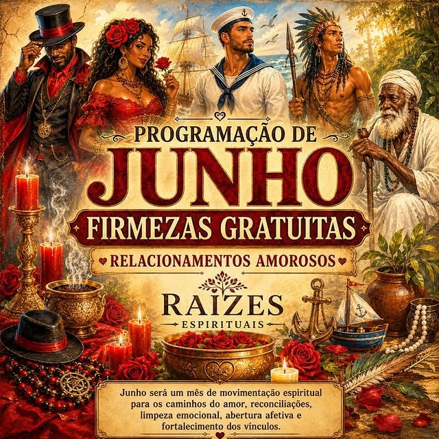 📅 CALENDÁRIO ESPECIAL DE JUNHO❤️ Dia 07 — Exus e Pombagiras⚓ Dia 14 — Marinheiros🏹 Dia 21 — Caboclos🤎 Dia 28 — Pretos VelhosTodas as firmezas são GRATUITAS.Caso deseje realizar uma entrega particular, oferenda específica ou trabalho personalizado durante uma dessas datas, entre em contato pelo Direct ou WhatsApp (31) 98449-4015 para verificar a sua necessidade espiritual e os elementos adequados para o seu caso.📌 Compartilhe esta informação com quem precisa de uma força espiritual no amor.📌 Salve este post para não perder nenhuma das Firmezas Especiais de Junho.Comenta: SARAVÁ! ❤️🕯️ by @raizes_espirituais