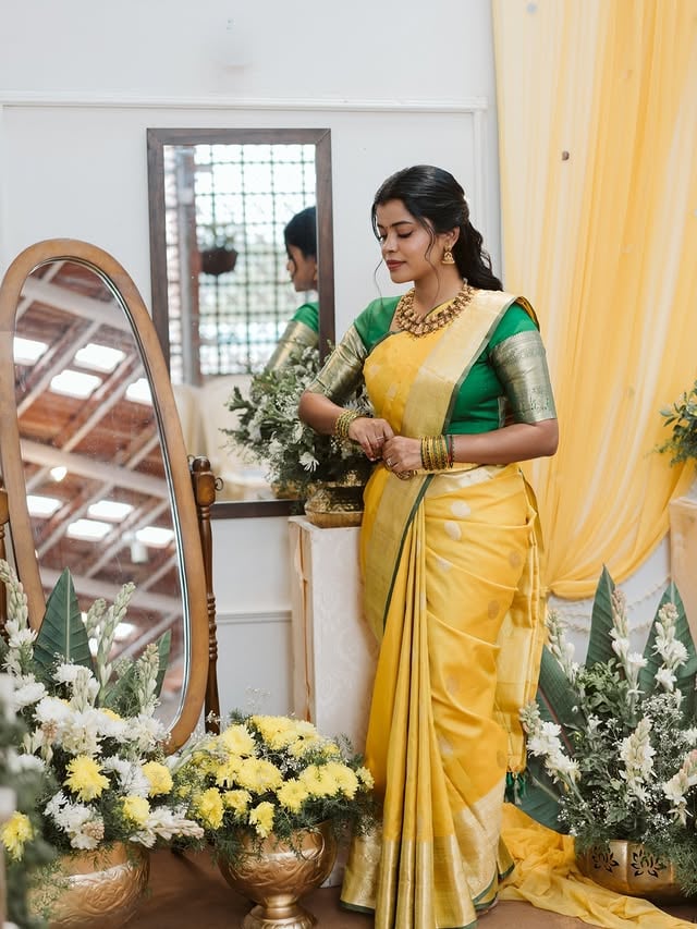 Uruthi vaarthai ✨25/01/26 .Saree : @sundarisilks_online Blouse : @vastram_design Hairdo & Drape : @hairbyabis Mehendi : @snehas_mehndi_art Decor : @houseofthirumanam Pictures : @loveinrain.in by @ramya_shiva