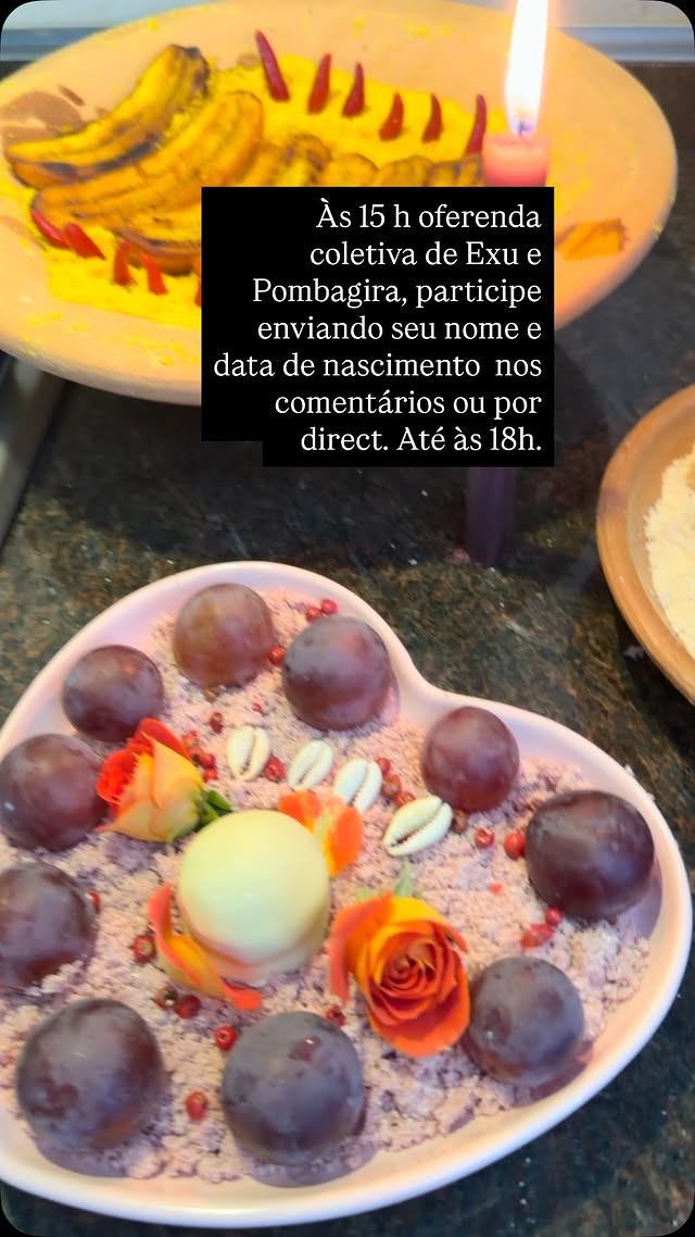 🔥 Hoje é dia de fortalecer seus pedidos junto às forças de Exu e Pombagira! 🔥As oferendas coletivas são momentos especiais de oração, fé e concentração de energias, onde diversos pedidos são encaminhados às entidades para receberem luz, movimento e fortalecimento espiritual.Se você deseja abrir caminhos no amor, afastar energias negativas, fortalecer sua vida financeira, conquistar proteção espiritual ou pedir auxílio para alguma situação importante, participe conosco.🌹 Exu e Pombagira trabalham na abertura de caminhos, na quebra de bloqueios, na proteção contra demandas espirituais e no fortalecimento da coragem para seguir em frente.✨ PARTICIPAÇÃO GRATUITAPara incluir seu nome na oferenda de hoje:✅ Envie seu NOME COMPLETO e DATA DE NASCIMENTO nos comentários ou por Direct.⏰ Os nomes serão recebidos até as 18h.E não se esqueça de deixar seu:🖤 LAROYÊ! 🖤nos comentários para fortalecer essa corrente de fé.Compartilhe esta mensagem com quem precisa de uma força espiritual neste momento.Laroyê Exu! Laroyê Pombagira! 🌹🔥#Exu #Pombagira #Laroye #Umbanda #oferenda by @raizes_espirituais