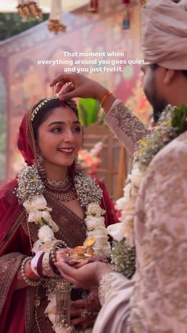 This is what answered prayers look like 🙏✨🥺💕She lifted her dupatta, met his eyes, and every prayer she ever whispered finally made sense 🥹❤️The jaimala in her hands. Rose petals falling like blessings from above. That smile not just happy, but relieved. The kind that comes from a soul that waited, hoped, and finally got to say it’s you. It was always you. 🌸😍♥️No amount of words can capture what happens in this💖💞Love goals @dixita.shinojia @smiture Captured by @wedding_taleby_harsh Outfit @marwarcouture Your Favourite @witty_wedding #wittywedding #vidaai #weddingemotions #lovegoals #Kohinoor by @witty_wedding