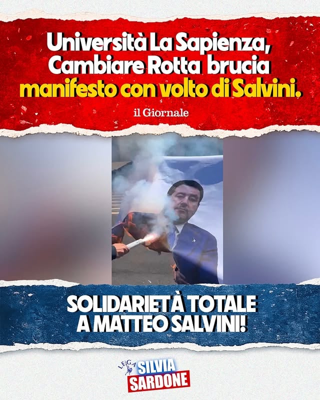Matteo Salvini e la Lega non si fanno intimidire da questi ridicoli violenti di sinistra.