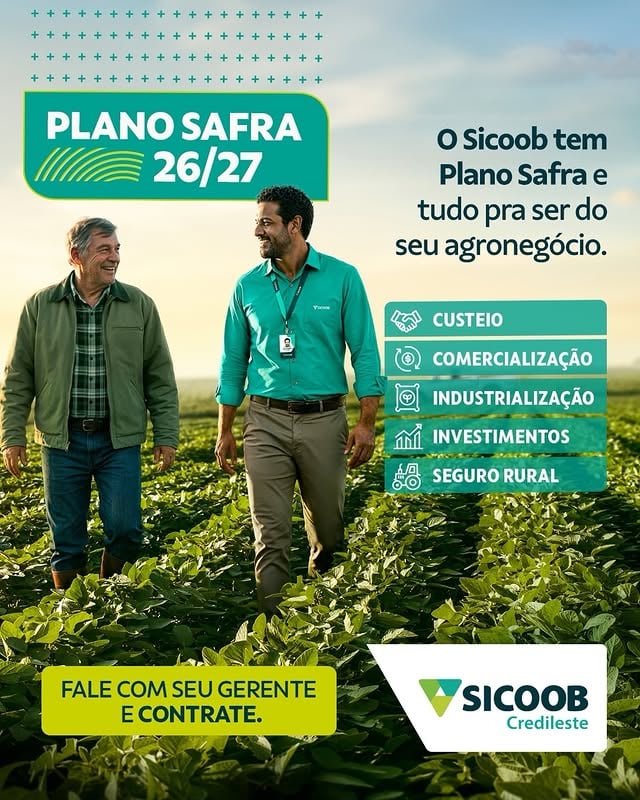Com o Plano Safra 26/27, você encontra soluções financeiras para todas as etapas do agronegócio. Conte com o apoio de quem entende de cooperativismo e está ao seu lado para impulsionar a produtividade e o desenvolvimento da sua propriedade.🌱🚜 📲 Fale conosco e conheça as condições disponíveis!#PlanoSafra2627 #Agronegócio #Cooperativismo #SicoobCredileste #CréditoRural by @tvsupercanal