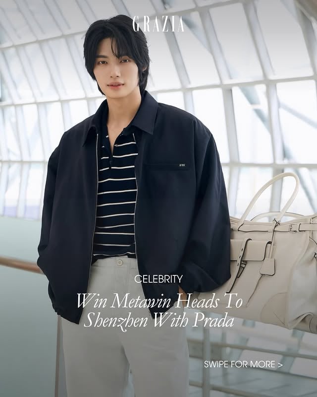 Making another Prada-tastic appearance at the airport is none other than Prada (@Prada) prince Win Metawin!Win (@winmetawin) is all set and well on his way to China, for a surprise attendance at the new Prada boutique in Shenzhen Bay. Swipe to see him en route—and sneak a look at the Prada Route bag that he's bringing with him on this journey 👀 #WinxPrada #PradaxWin #WinMetawin #WinMetawinOpasiamkajorn #林汉洲 by @grazia.sg