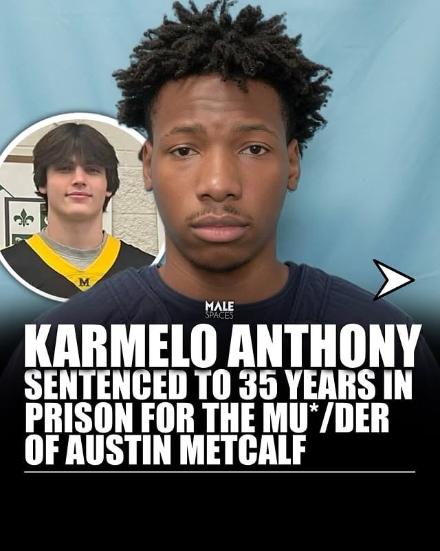 Karmelo Anthony sentenced to 35 years in prison for m****ing 17-year-old Austin Metcalf at a high school track meet.

Anthony will be eligible for parole halfway through his sentence (17years).

Inside the courtroom, Anthony’s mother was reportedly sobbing as she begged for mercy on her son. The teen also broke down in tears inside the courtroom when he was convicted.

Metcalf’s aunt gave an impact statement where she described the call she received from her sister, Metcalf’s mom.
