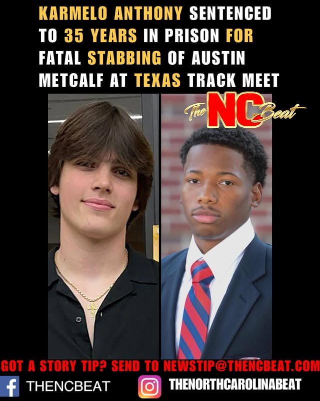 BREAKING: A Collin County #jury sentenced 19-year-old Karmelo Anthony to 35 years in prison Tuesday after finding him guilty of murdering 17-year-old Austin Metcalf during a deadly confrontation at a Frisco ISD track meet in April 2025. 

The sentence came just hours after jurors rejected Anthony's self-defense claim and convicted him of murder.