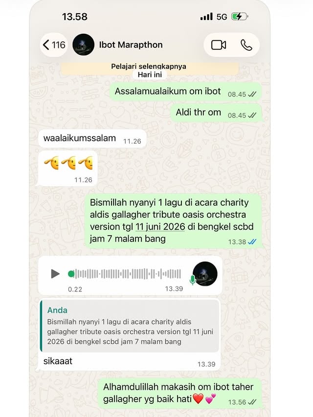 MASYA ALLAH ,ALHAMDULILLAH confirm mr orang baik @ibotttt akan hadir dan perform lagu di charity konser ALDIs taher gallagher anomali adek bontot liam noel tribute oasis orchestra version di @bengkelscbd 11 juni 2026, start jam 7 malam,,AMANKAN TIKET KALIAN pesan di @loketcom atau bisa beli langsung di venue,,be there❤️💕🫵🫵🫵🫵🫵 semua konser milik ALLAH
