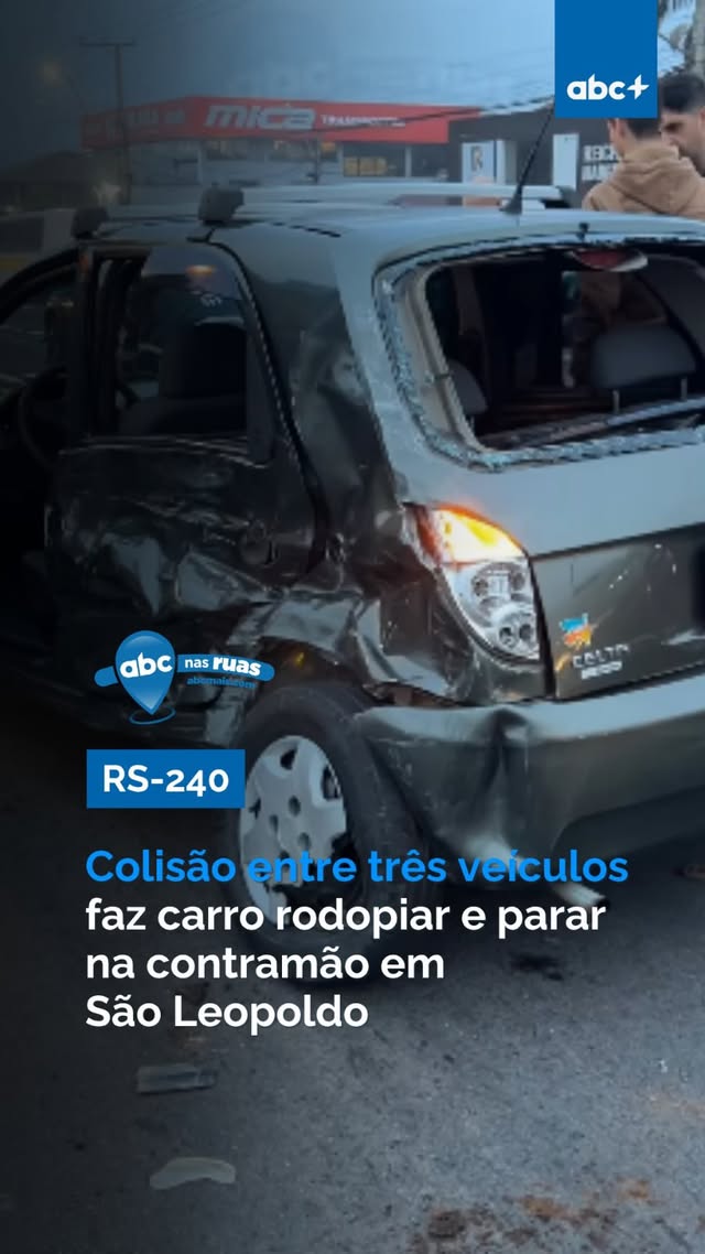 RS-240: Carro rodopia na pista e vai parar no sentido contrário em colisão envolvendo três veículos em São Leopoldo, nesta manhã de quarta-feira (10).