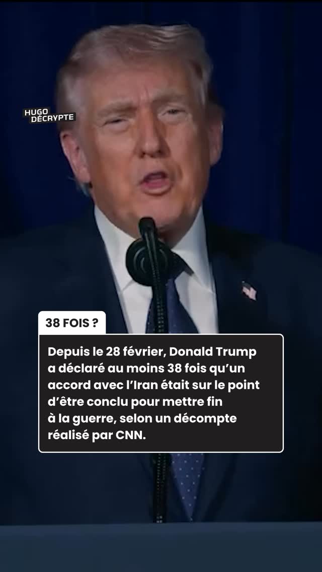 Les États-Unis et Israël sont entrés en guerre contre l’Iran le 28 février dernier. Dès le 23 mars, Trump évoquait des « discussions très fructueuses », mais depuis, aucun accord n’a été trouvé et de nouveaux bombardements ont même eu lieu récemment.

Depuis cette date, Donald Trump a donc, selon CNN, déclaré au moins 38 fois qu’un accord était sur le point d’être conclu ou que l’Iran cherchait désespérément à en conclure un. Cela représente près d’un message en ce sens tous les deux jours.

CNN retient notamment la journée du 23 mai, où Trump a déclaré que son administration était « sur le point de conclure » un accord, que celui-ci était « en grande partie négocié, sous réserve de finalisation », puis, toujours le même jour, qu’il serait annoncé « prochainement » et que les « derniers points » étaient en cours de discussion.

Par ces déclarations, Donald Trump pourrait chercher à rassurer l’opinion publique américaine et les investisseurs en évitant la perspective d’une guerre sans fin. Mais avec le recul, un tel discours semble perdre en crédibilité.